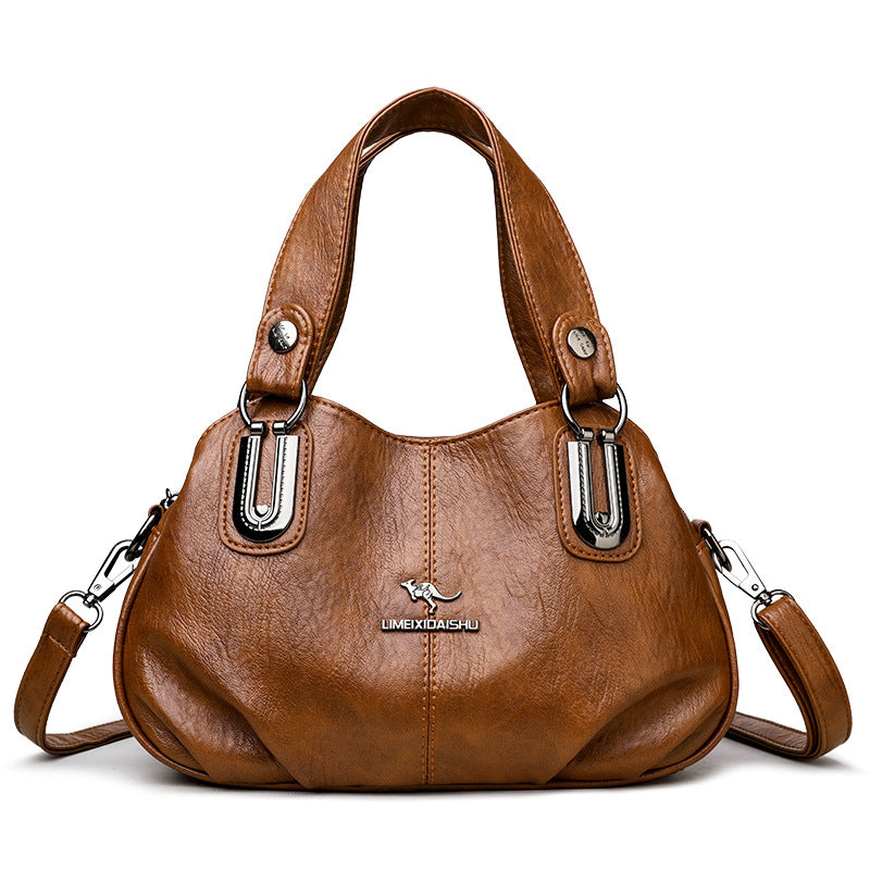 Luxurious large-capacity multi-layer shoulder bag made of imported Italian cowhide