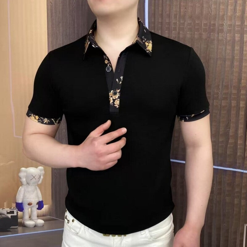 2025 Summer 🌸👕 | Men's Luxury Floral Polo – Stylish & Versatile