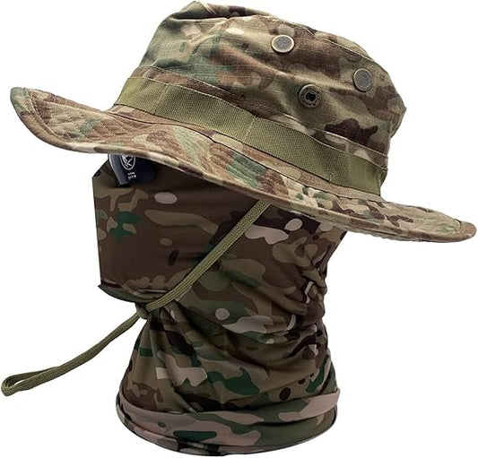 🏕️🌄 Fishing, Hiking & Travel Set – Camo Sun Hat + Balaclava + Glasses Combo