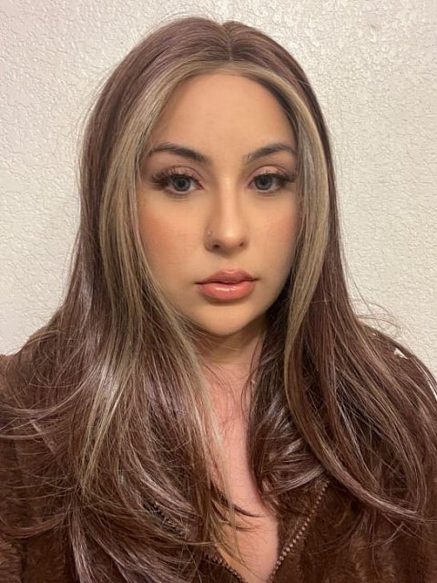 Pretty Medium Light Auburn with Ginger Blonde Straight Synthetic Lace Part Wig