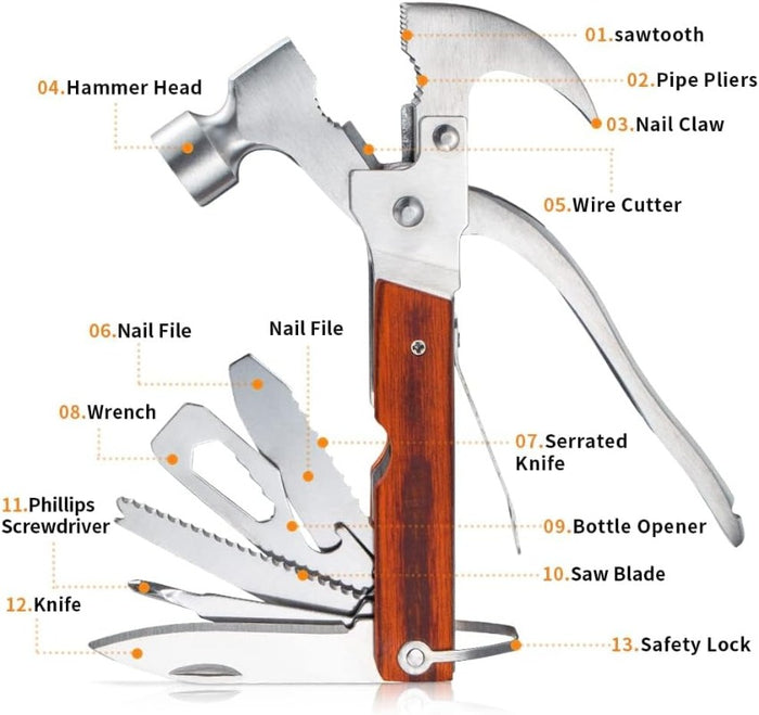 13-in-1 Multifunctional Hammer Tool for Home and Outdoor Use🔨🔨