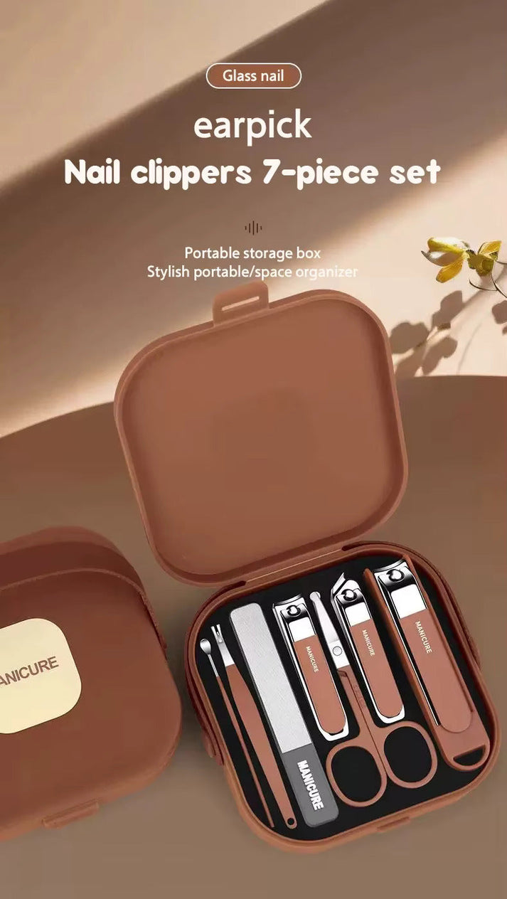 🎁 Holiday Limited-Time Offer 💅 Anti-Splash Nail Clipper Set - 7 PCS Manicure Protection Tools 🛡️✨