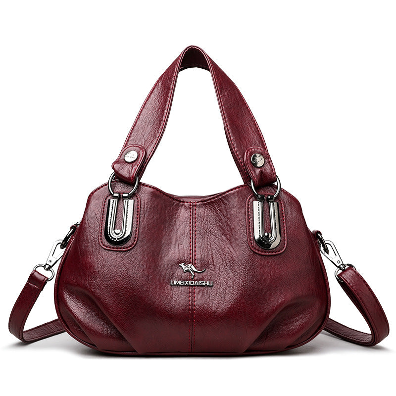 Luxurious large-capacity multi-layer shoulder bag made of imported Italian cowhide