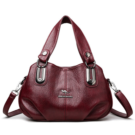 Luxurious large-capacity multi-layer shoulder bag made of imported Italian cowhide