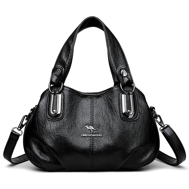 Luxurious large-capacity multi-layer shoulder bag made of imported Italian cowhide