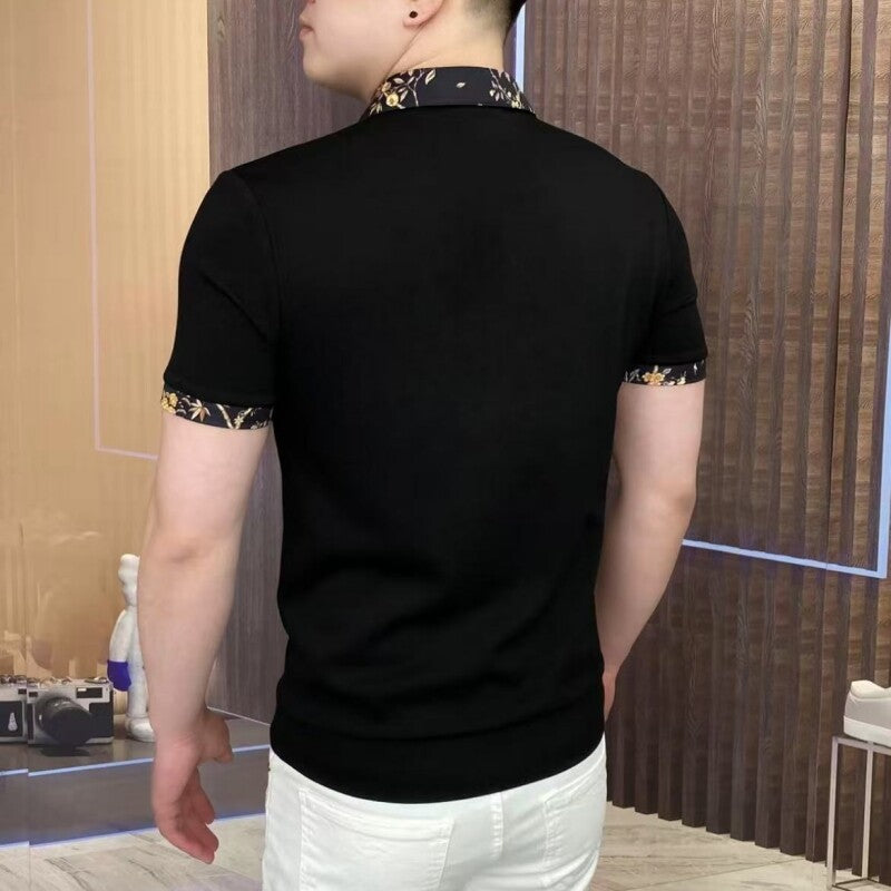 2025 Summer 🌸👕 | Men's Luxury Floral Polo – Stylish & Versatile