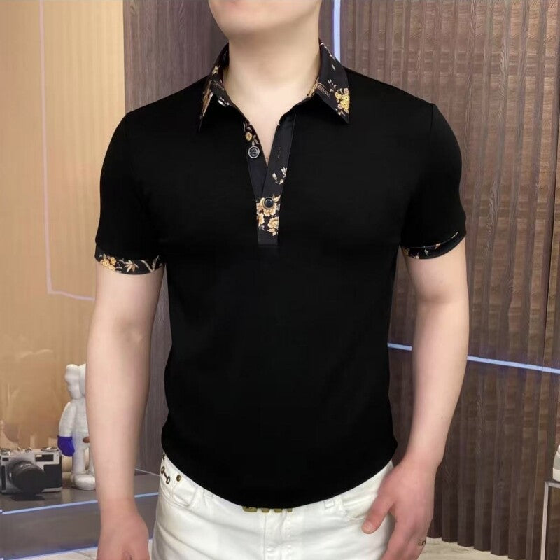 2025 Summer 🌸👕 | Men's Luxury Floral Polo – Stylish & Versatile