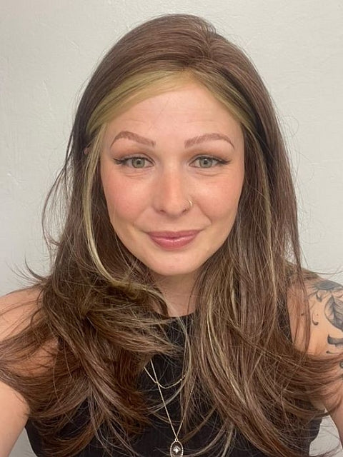 Pretty Medium Light Auburn with Ginger Blonde Straight Synthetic Lace Part Wig