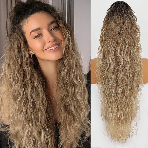 💜 LAST DAY PROMOTION 💜Curly Wavy Frizzy Hair Extension with Ponytail