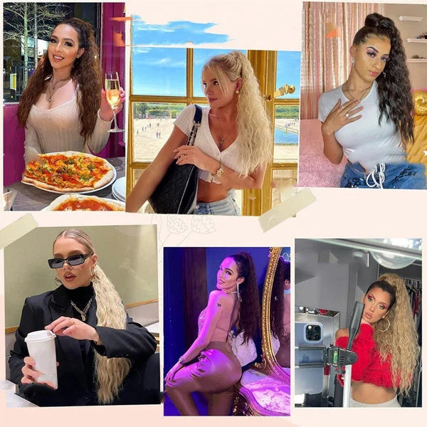 💜 LAST DAY PROMOTION 💜Curly Wavy Frizzy Hair Extension with Ponytail